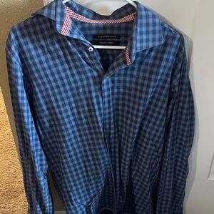 Men's Blue Checkered Dress Shirt